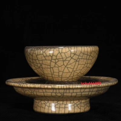 5.5" China Historical Song Dynasty Ge Horno Porcelana Marrón Esmalte Lce Crack Taza de Té Foto 1 de 4