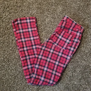 Faded Glory Red Plaid Jeans Pants - Girls XL Woman’s XS - Picture 1 of 13