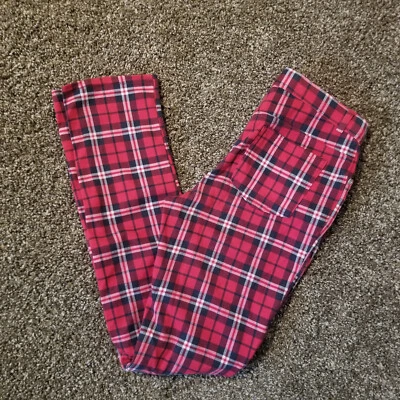 Faded Glory Red Plaid Jeans Pants - Girls XL Woman’s XS - Image 1 of 4