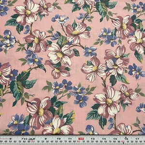 Vintage Marcus Brothers Florals on Mauve Pink Cotton Blend by the HALF YARD - Picture 1 of 2