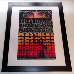 Póster enmarcado de Texas Chainsaw Massacre "Vintage Look" 1974 23"x20" cara de cuero - Imagen 1 de 5
