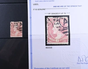 PF Cert/COA USA Scott # 208 F-VF Grade 75 Used Stamp Cat $120 19th Century - Picture 1 of 4