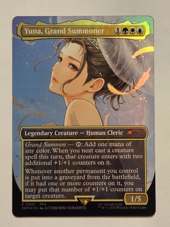 Yuna Grand Summoner Promo 0001 Final Fantasy MTG Borderless Foil Magic Gathering - Image 1 of 2