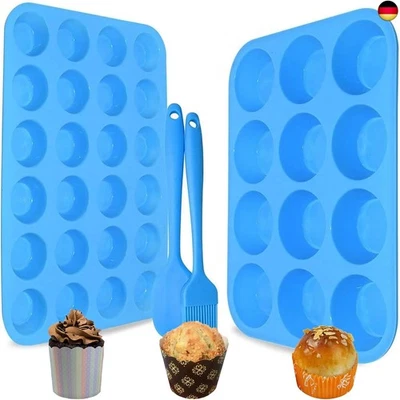 2Pack muffinform silikon,12 Cavity silikon backform + 24 Cavity mini muffins - Bild 1 von 4