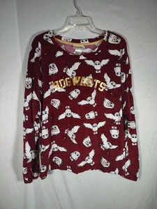 Ropa de dormir Harry Potter Mundo Mágico para mujer borgoña talla 2X estampado de búho de Hogwarts - Imagen 1 de 4