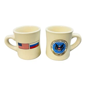 Set of 2 Vintage On-Site Inspection Agency OSIA USA Russia Mugs Two Sided RARE - Picture 1 of 16