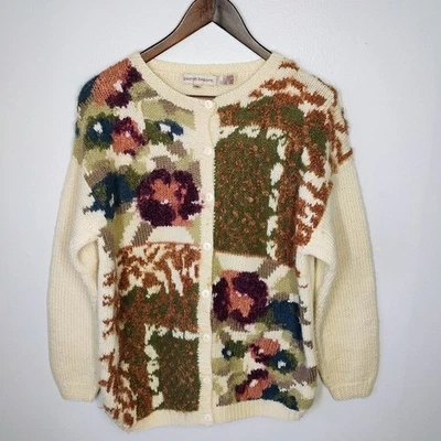 Cárdigan Suéter Vintage Lauren Hansen Cottagecore Lana Mohair Abuela Talla Med Foto 1 de 4