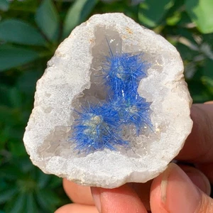 55G Rare Moroccan blue magnesite and quartz crystal coexisting specimen - Picture 1 of 15