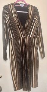 BLUE VANILLA Black Sparkle Gold Stripe Shift Dress Size UK 16 - Picture 1 of 5