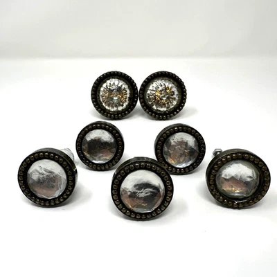 Juego de 7 perillas de cajón de gabinete de vidrio bronce con joyas de 1,75" tiradores de borde con cuentas USADAS Foto 1 de 4