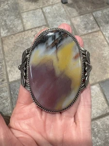 Antik Navajo Indianer Sterlingsilber Armreif Armband versteinertes Holz - Bild 1 von 7