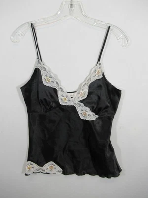 Camiseta sin mangas Charlotte Russe satinada con cuentas talla junior grande negra Y2K Foto 1 de 4