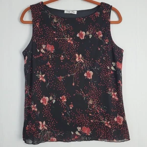 Top sin mangas floral vintage talla L negro rojo Y2K hada grunge caprichoso EE. UU. - Imagen 1 de 6