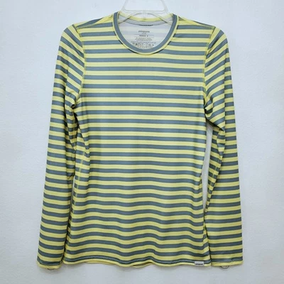 Patagonia Silkweight Capilene 1 Yellow Striped Long Sleeve Tee Shirt Size Small - Image 1 of 4