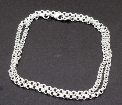 Hermoso adorable collar de cadena de plata de ley 925 hecho a mano para regalo Foto 1 de 4