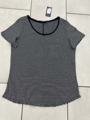 BNWTS. NEW LOOK. SIZE 12. LOVELY BLACK/WHITE STRIPED T.SHIRT - Image 1 of 4