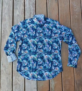 Robert Graham Flip Cuff Mens S Shirt Psychedelic Abstract Paisley Watercolor - Picture 1 of 14
