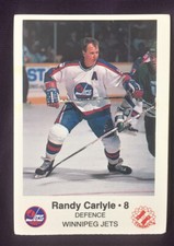 1988-89 Original Winnipeg Jets, Police-Kinsmen, Hockey Card, #8 Randy Carlyle