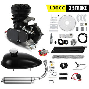2023 2-Stroke 100cc Bicycle Motor Kit Bike Motorized Petrol Gas Engine Set Black