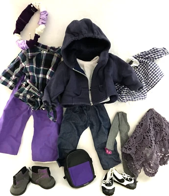 American Girl Apparel 2 Shoes Backpack 2 Pants 3 Tops 1 Jacket Misc Lot of 12 - Image 1 of 4