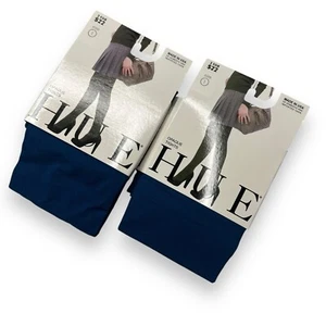 Hue Womens Opaque Imperial Blue Tights 2 Pairs Size 1 New - Picture 1 of 3