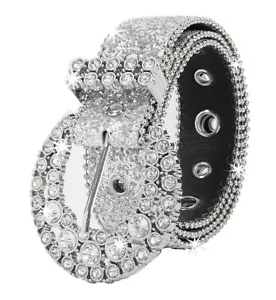 Women Men Rhinestone Belt Western Cowgirl Cowboy Bling Studded Leather Belt f... - Picture 1 of 7