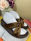 Fitflop Brown Crossing Strap Thong Wedge Flip Flops Sandals Woman's EU 39 US 8 M