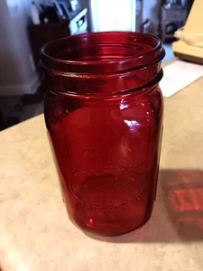 Vintage Red Jar Jardin Est. 1946 Measuring Marks Not Food Safe - Picture 1 of 8