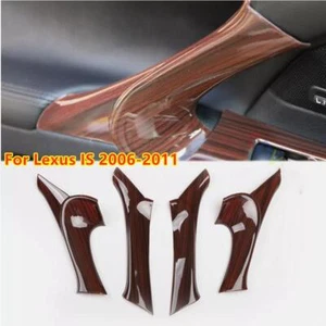 4X Red Wood Interior Door Armrest Panel Trim Cover Decor For Lexus IS 2006-2011 - Bild 1 von 2