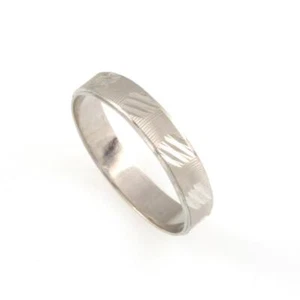 Anillo Hombre Mujer Unisex En Oro Blanco 18 KT Rayado - Imagen 1 de 2