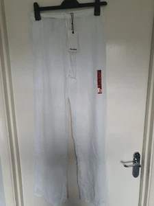 Pull & Bear Size Medium White Flowy Trousers - Picture 1 of 5