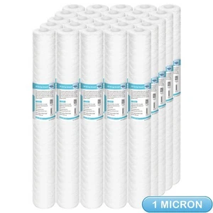 1 Micron 20"x2.5" Whole House String Wound Sediment Filter Replacement 1-25 Pack - Picture 1 of 17