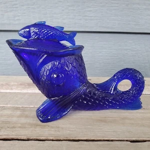 KOBALTBLAU Gipfel GLAS Fisch DELFIN Süßigkeiten ENDE bedeckt KEMPLE Geschirr EICHE! - Bild 1 von 19