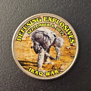 Colorized Kennedy Half Dollar Iraq War Coin Defusing Explosives EODT 2011 Army - Picture 1 of 4