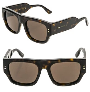 GUCCI GG1262 Brown Tortoise Diamond 1262 Unisex Chunky Bold Sunglasses 002 - Picture 1 of 10