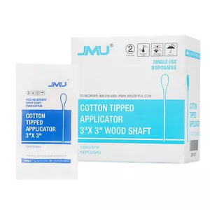 JMU Disposable Cotton Swabs 3" Cotton Tipped Applicator 1000pcs - Picture 1 of 8