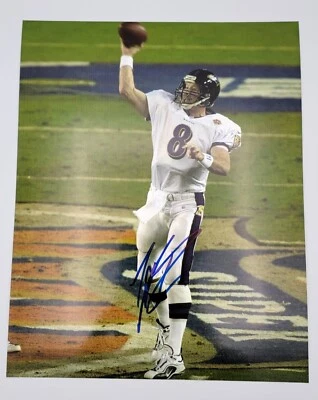 TRENT DILFER BALTIMORE RAVES SUPER BOWL MVP SIGNED 8X10 FOOTBALL PHOTO COA   - Image 1 of 3