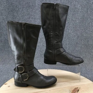 LifeStride Boots Womens 9.5M X-Must Tall Side Zip Riding Boot Grey Faux Leather - Picture 1 of 16
