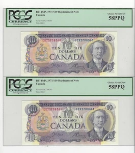 1971 BOC BC-49dA, $10 Cro/Bou SN# EDX 2708360 & 61 PCGS AU-58 PPQ  Repl Note - Bild 1 von 2