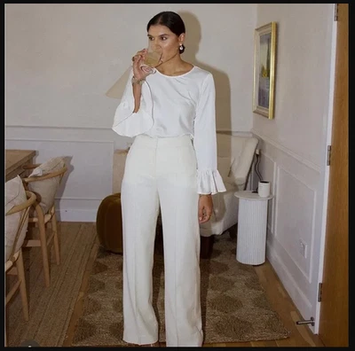 J.Crew Invierno Jardín Top Acampanado Puño Mangas Acabado Satinado Festivo Carrera Fiesta M Foto 1 de 4