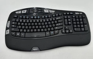 Logitech K350 Wave Keyboard Black Unifying Wireless NO USB Receiver Dongle - Picture 1 of 4
