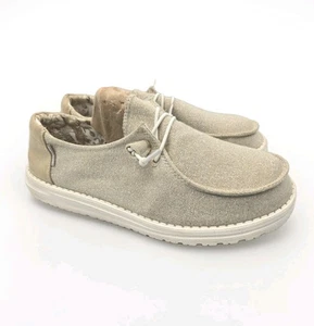 Mocassini slip on donna Hey Dude Wendy beige scintillante taglia 10 - Foto 1 di 6