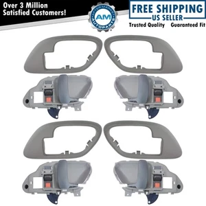 Gray Interior Inside Door Handle w/ Bezel LH & RH 8 Piece Kit for Chevy Truck - Picture 1 of 8