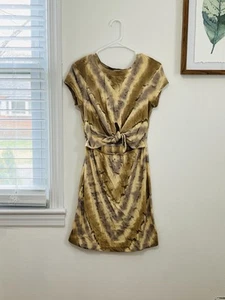 Anthropologie Maronie Womens Smocked Tie Dye Cut-Out Knot Front Shirt Dress M - Picture 1 of 6