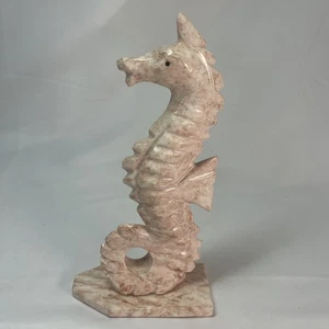 Vintage Marmor Seepferdchen Stein Figur auf Ständer MCM Skulptur 9,25" - Bild 1 von 12