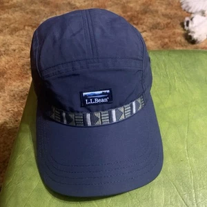 VINTAGE LL Bean Hat Cap Mens Canvas 5 Panel Mountain Logo blue Never Worn - Picture 1 of 6