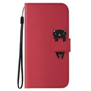 Avizar Étui Chat pour Samsung S24 Portefeuille Support Vidéo Dragonne Rouge - Photo 1 sur 6