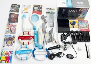 Pacchetto console sportiva Nintendo Wii in scatola originale 10 giochi 2 controller Mario - Foto 1 di 19