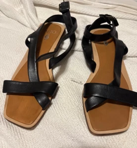 Franco Sarto Ema Black Leather Sandal Size 9.5 Women's - Picture 1 of 6