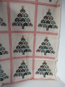 VTG. CHRISTMAS  Cheater Quilt CHRISTMAS TREE HEARTS  Panel   1YX42" W   RARE NEW - Picture 1 of 4
